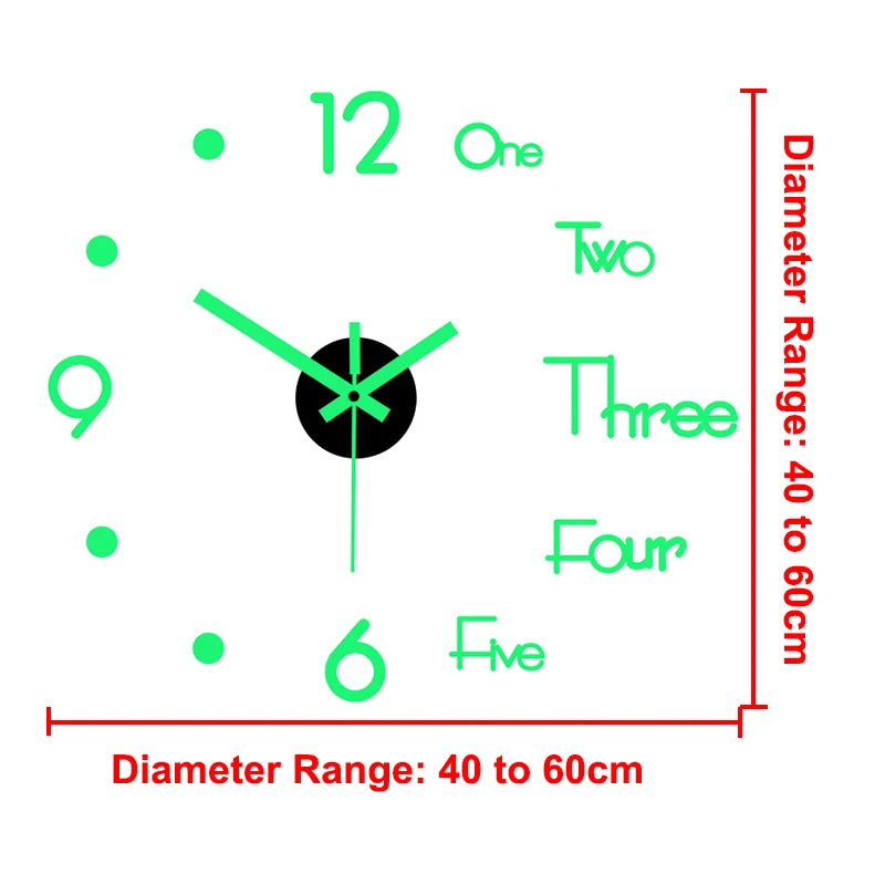 Fashion DIY Luminous Wall Clock For Living Room Design Europe Clock Stickers Acrylic Mirror Clocks Decorative Home Quartz Watch