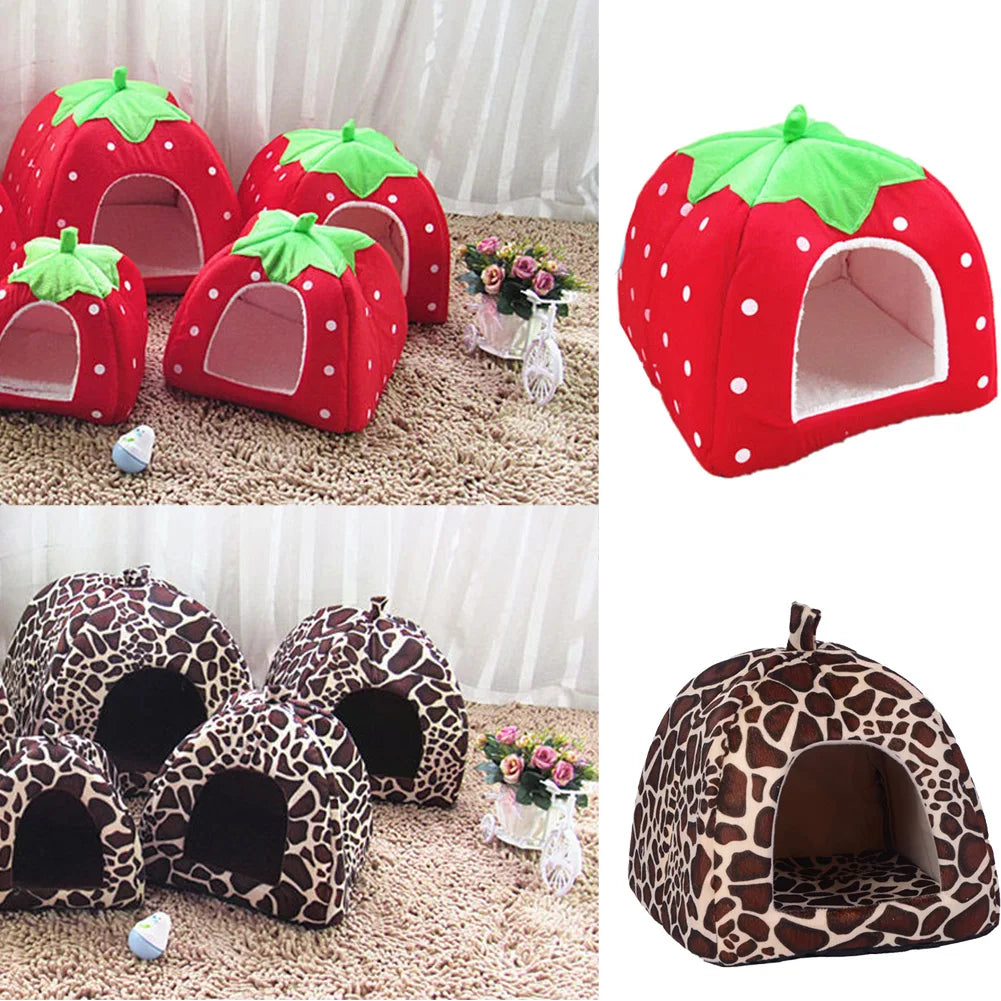 Kennel Doggy Fashion Cushion Basket Soft Strawberry Pet Dog Cat House Pet Tent Dog House Small Dogs Kitten Bed Cat House