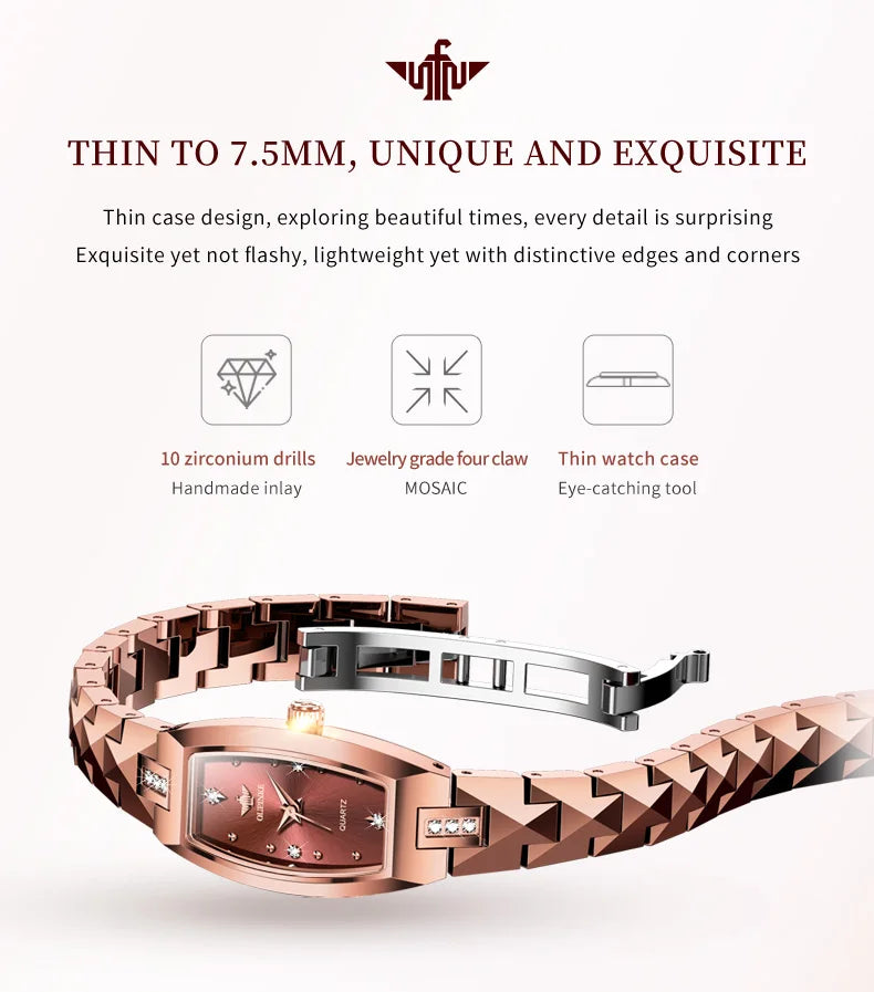 OUPINKE Luxury Brand Women's Watches Tungsten Steel Strip Swiss Movement Set Lady Watch Waterproof Sapphire Diamond Wristwatch