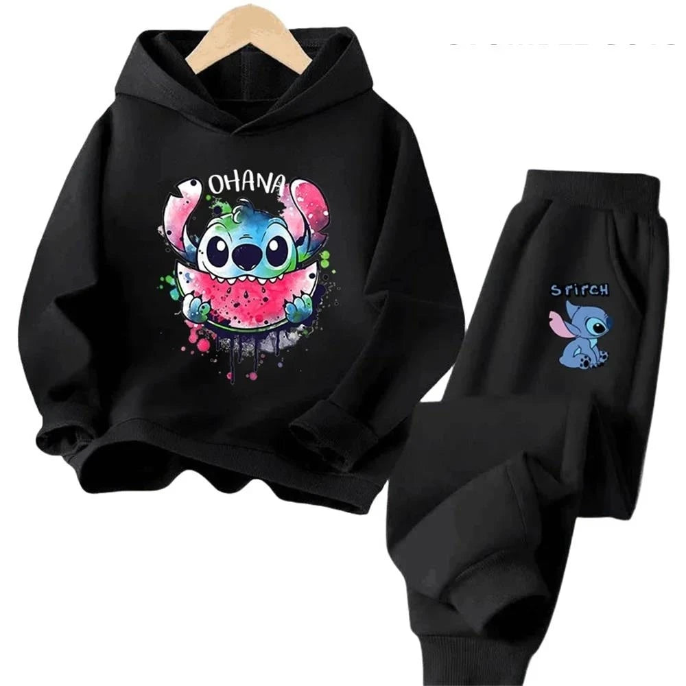 Children's Kawaii Stitch Children's Trucksuit Clothing 3-14 Years Old Boys and Girls Clothing Street Casual Sports Sweatshirt