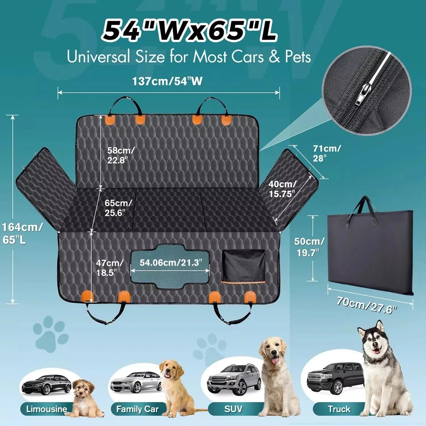 Waterproof Car Back Seat Protector Pet Dog Seat Cover for Truck Suv Hammock Mat