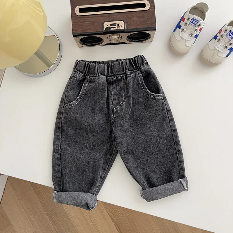 0-5 Years Autumn Kids Jeans Casual Solid Baby Boys Denim Pants Soft Girls Fashion Trousers Matching Corduroy Pants