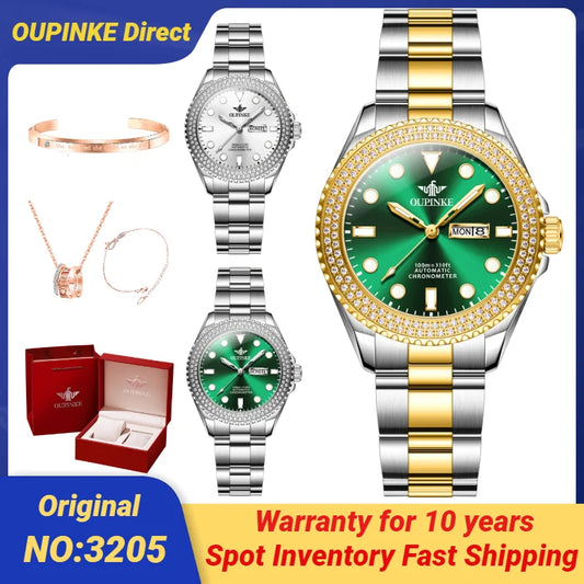 OUPINKE 3205 Full Diamond Women's Mechanical Watch Imported Automatic Movement Luxury Brand Sapphire Crystal Watch for Women