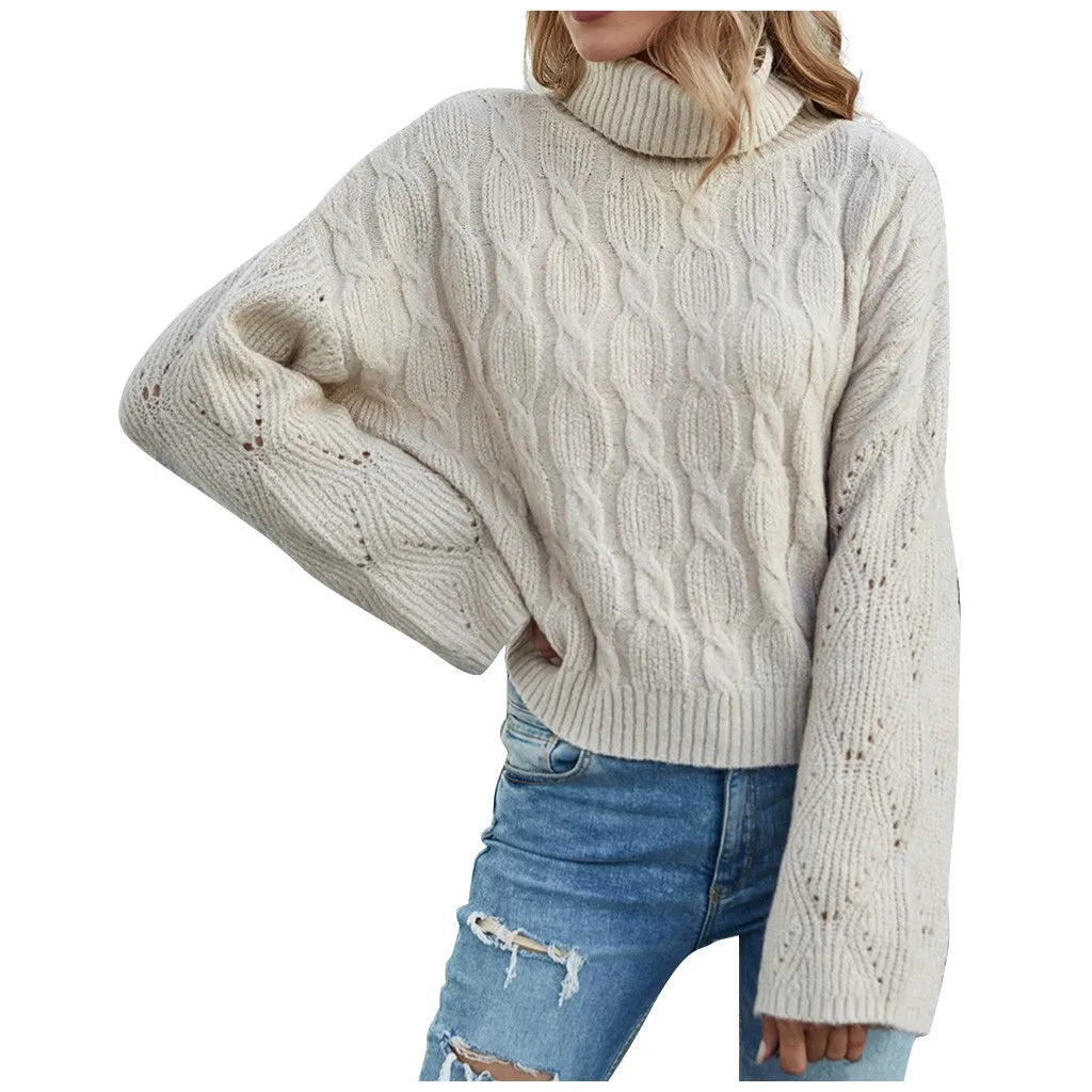 Turtleneck Twist Long Sleeve Sweater for Women 2024 Autumn Winter Korean Fashion New Style Solid Color Pullover Knitted Sweater