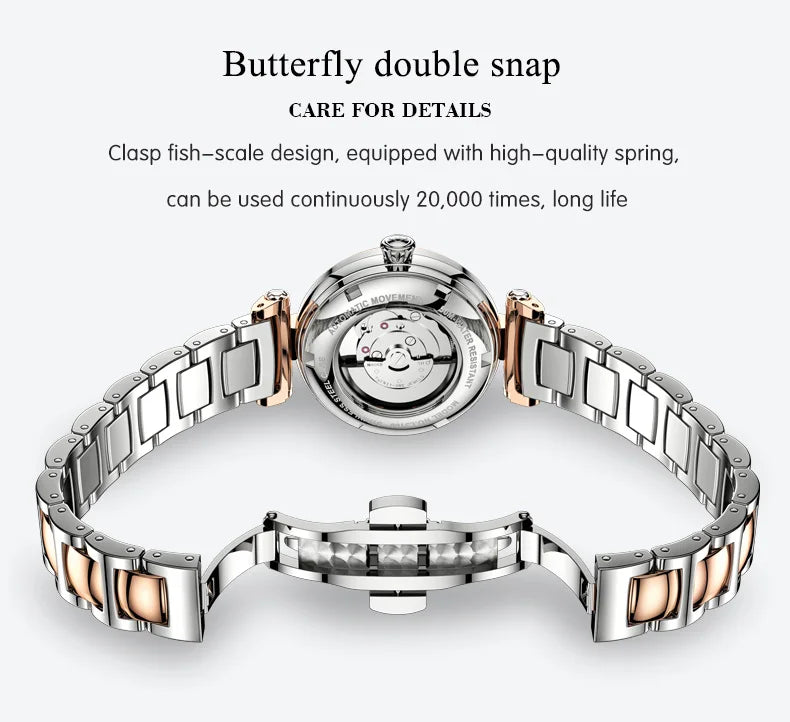 OUPINKE 3180 Luxury Women Automatic Mechanical Watch Elegant Ceramic Elk Diamond Waterproof Watch Fashion Women Watch Girl Gift