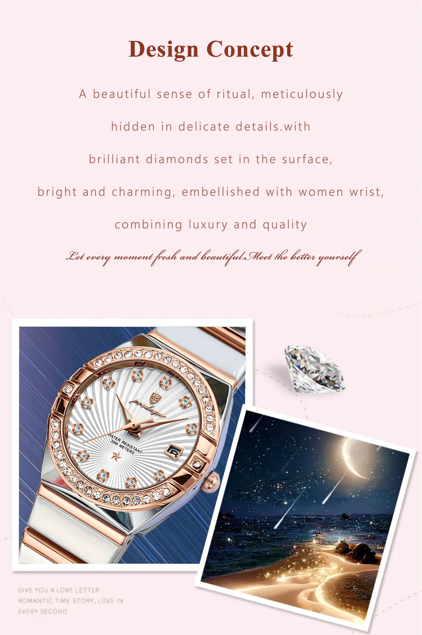 POEDAGAR Luxury Woman Wristwatch Waterproof Luminous Date Stainless Steel Watch For Ladies High Quality Quartz Women Watches+box