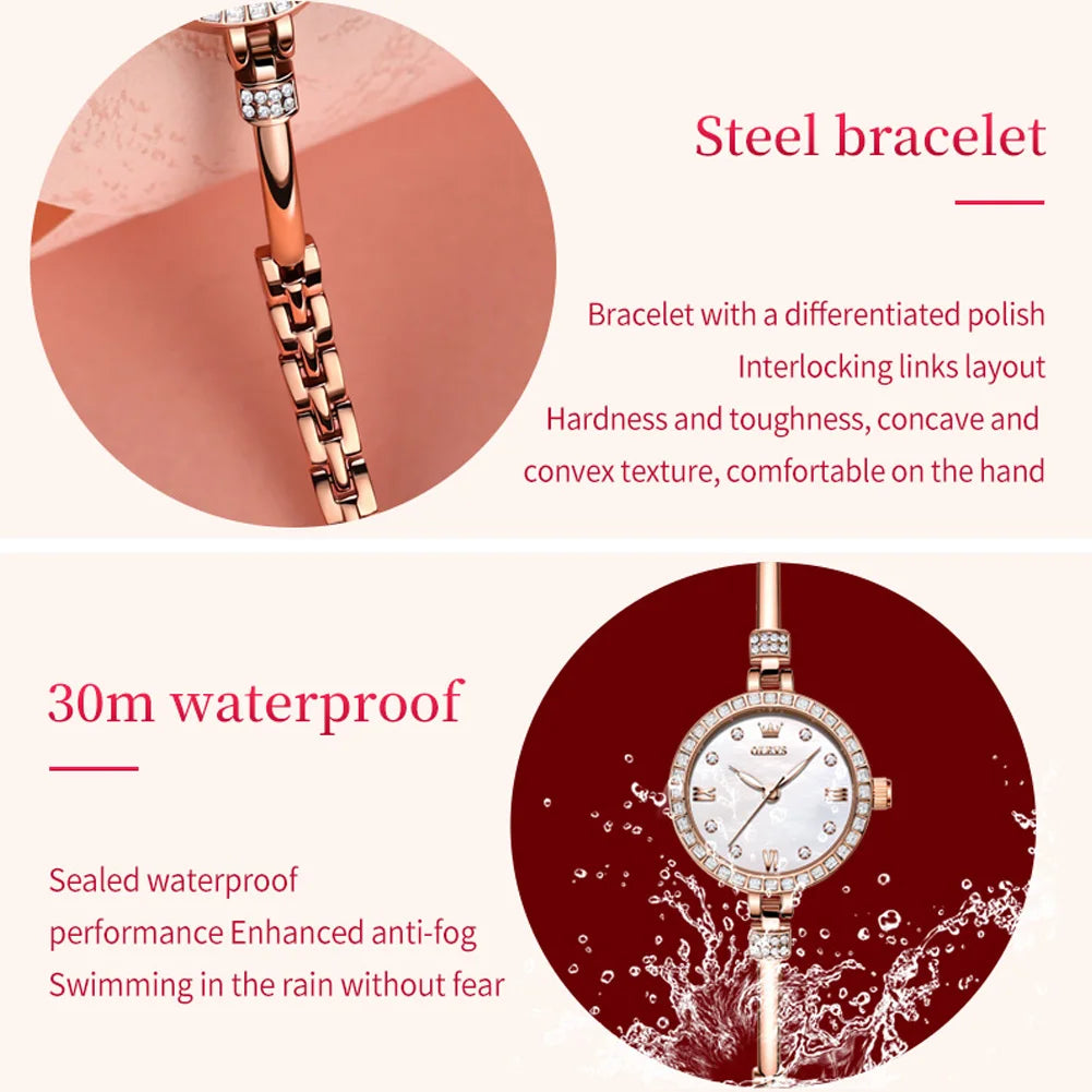 Original OLEVS Ultra Thin 8mm Dial Watch for Women Luxury Diamond Wristwatch Fashion Elegant Ladies Watches Relógio Feminino