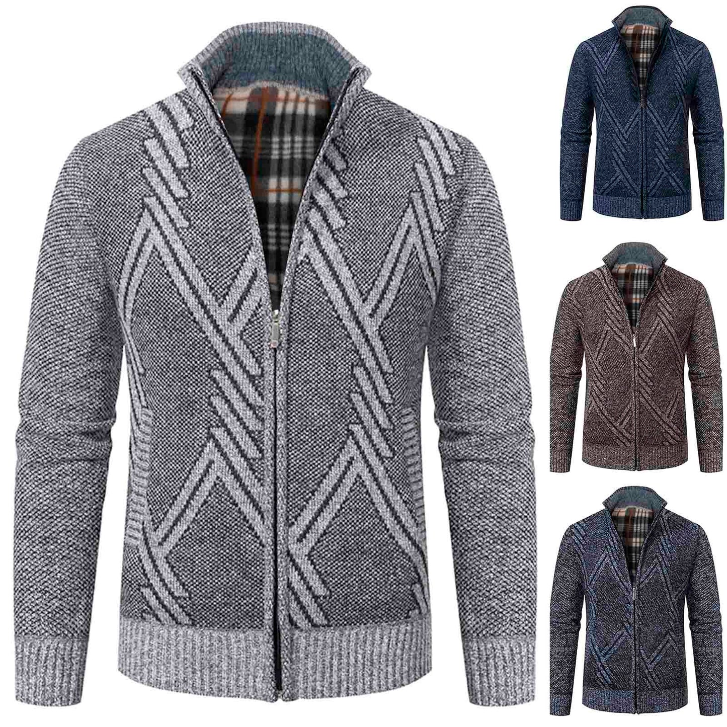 Winter Jackets Men Cardigans Sweaters New Male Thicker Warm Casual Sweatercoats Zipper Slim Fit Fleece Jacket Men Coat Knitwear