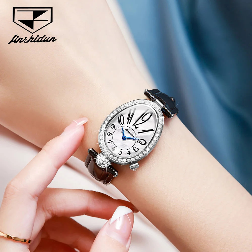 JSDUN 8827 Number Scale Fashion Quartz Watch For Women 50M Waterproof Leather Hand Clock Luxury Business Woman Dress Watches