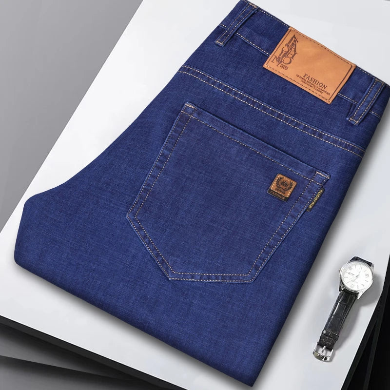 Summer Thin Men's Denim Jeans Business Pants Straight Leg High Quality Brand New Arrivals Fashion Daily Cool Men's Pants