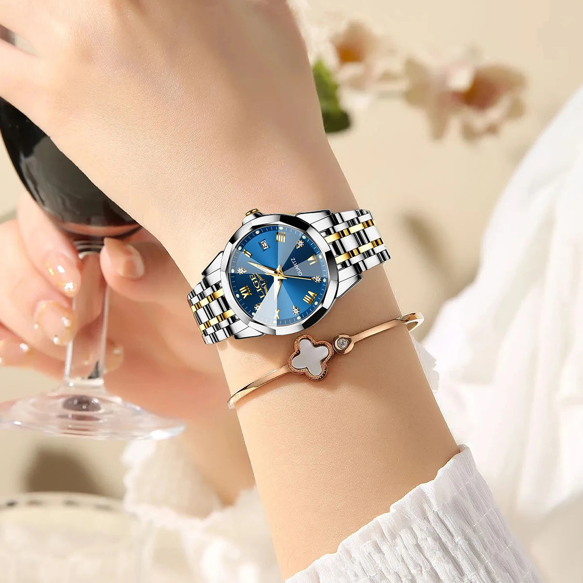 LIGE Top Luxury Elegant Watch for Women Waterproof Luminous Date Ladies Watch Stainless Steel Quartz Women's Watches Girl Reloj