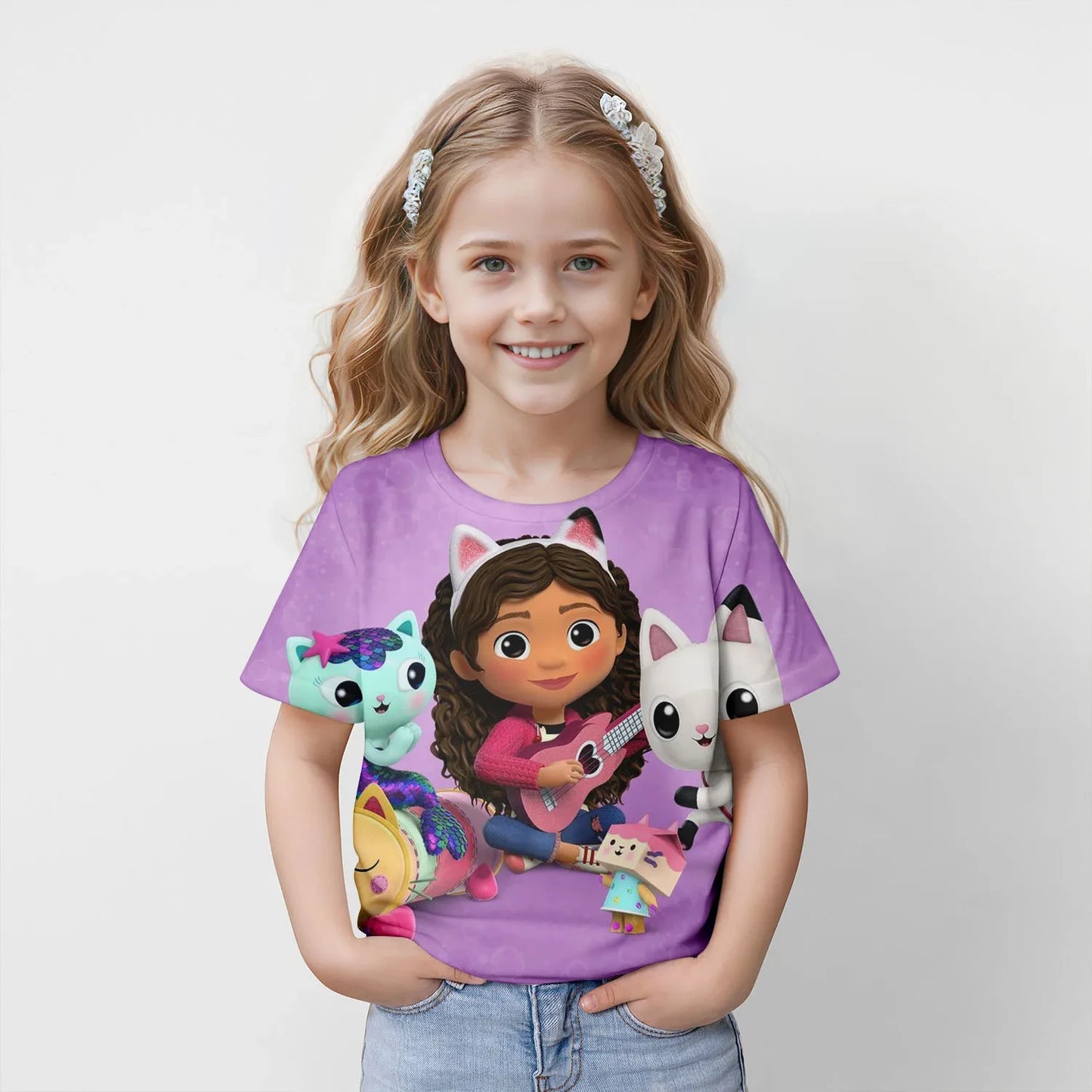 New Kids Cartoon  Gabbys Dollhouse Tops Tees 3D Print  T-shirt Children Casual Short Sleeve Clothing  Girls Sports Streetwear