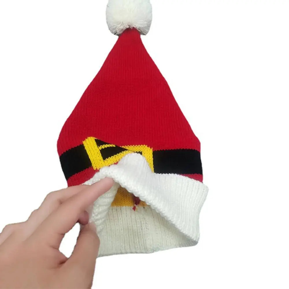 Fashion Fur Pom Poms Christmas Hat Winter Thick Santa Claus Cap Holiday Plush Xmas Gifts for Adults