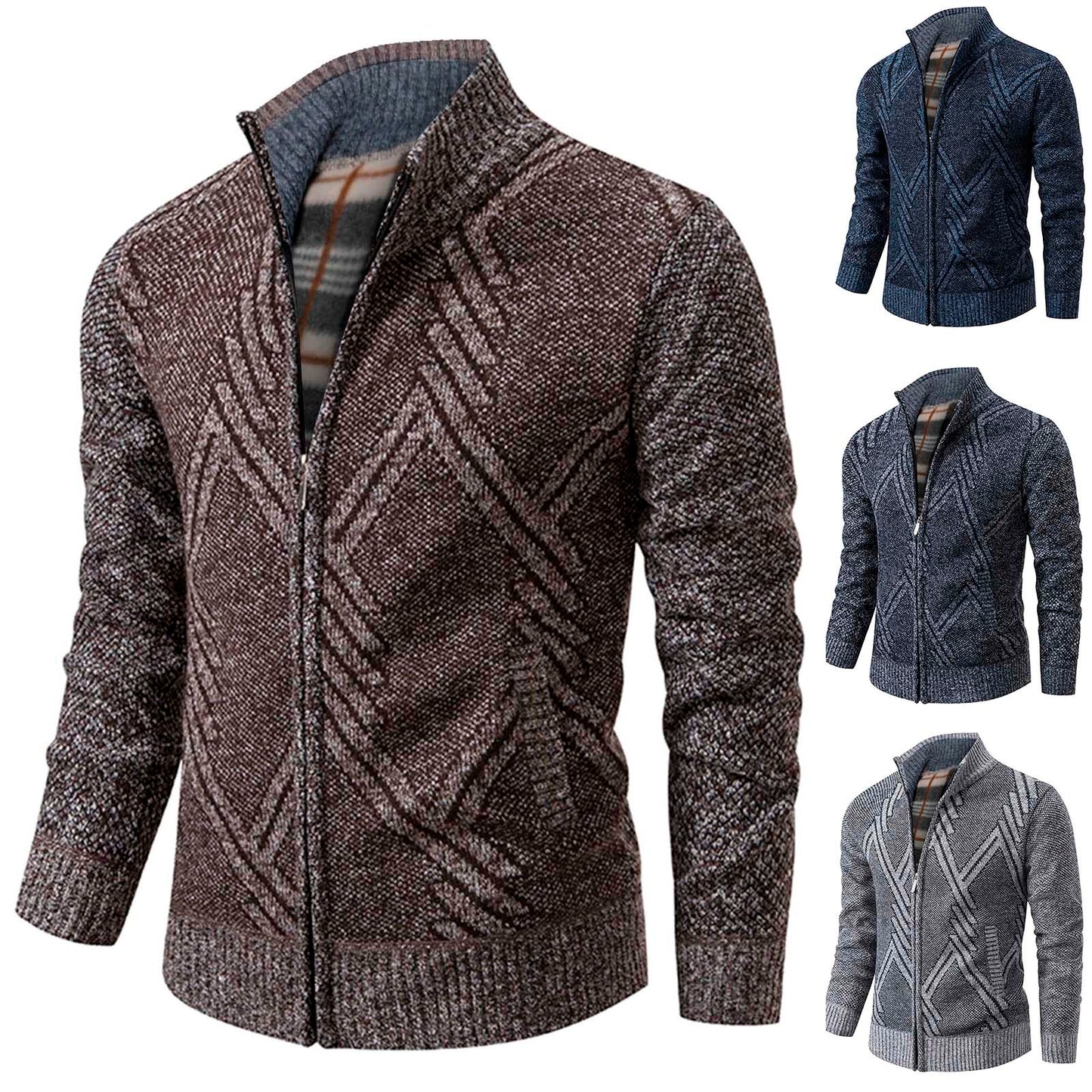 Winter Jackets Men Cardigans Sweaters New Male Thicker Warm Casual Sweatercoats Zipper Slim Fit Fleece Jacket Men Coat Knitwear