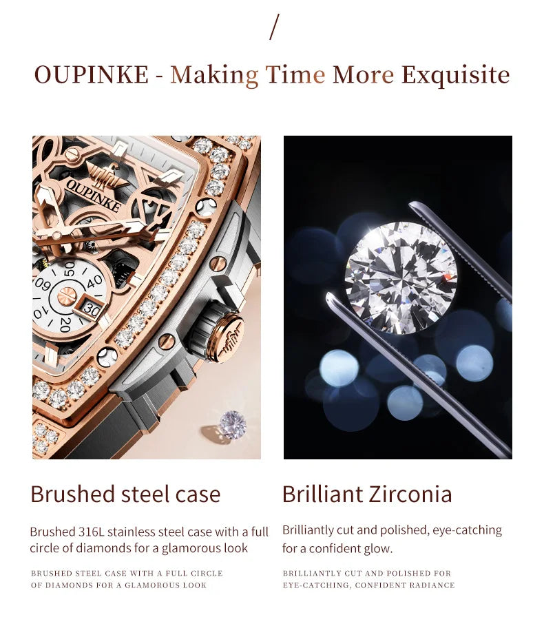 OUPINKE Original Brand Women's Watches fashion Imported Fully Automatic Mechanical Watch With Movement Waterproof Trend Watch