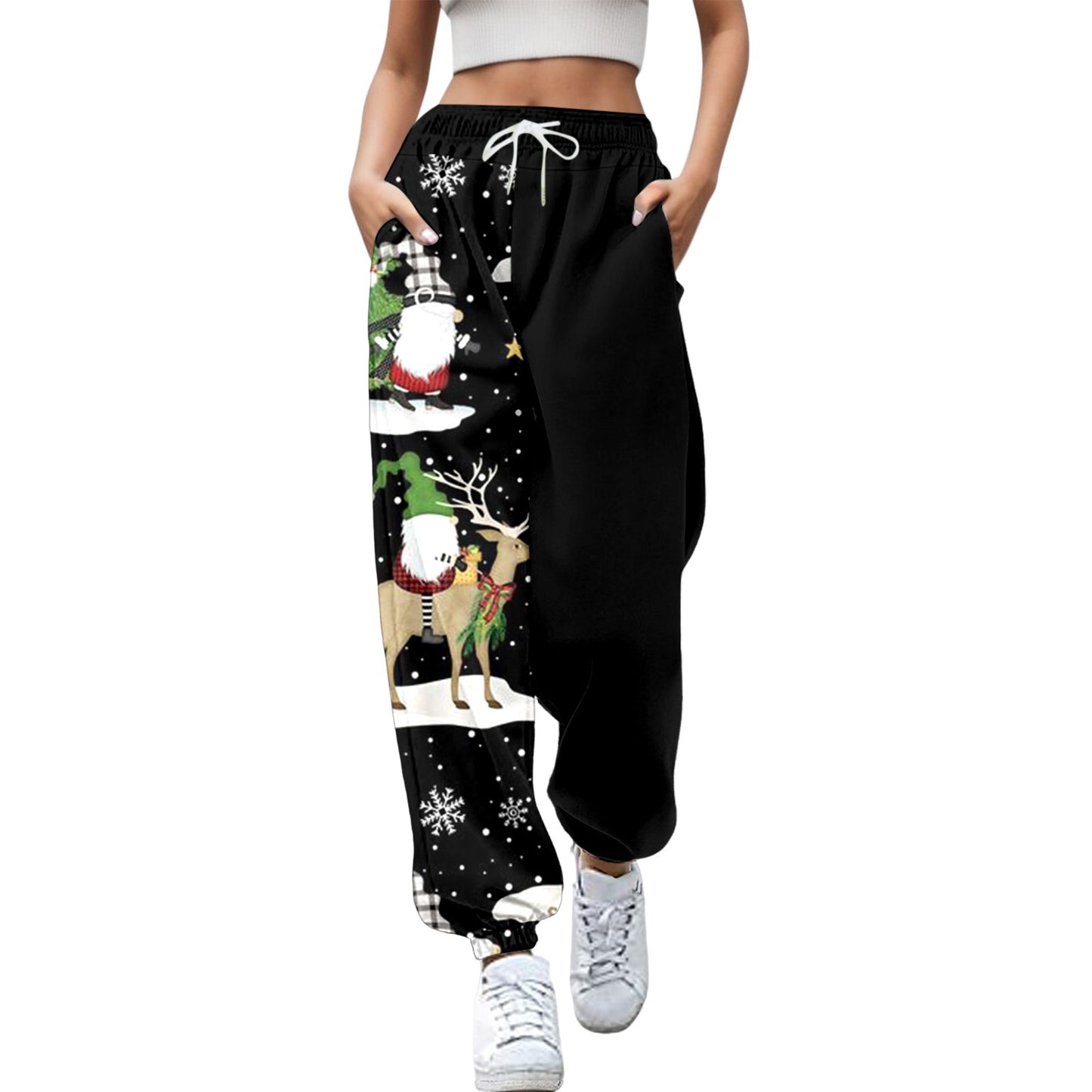 Women Merry Christmas Fashion Trousers Deer Xmas Print Bottom Sweatpants Sweatpants Gym Fitness Training Pants Female Joggers