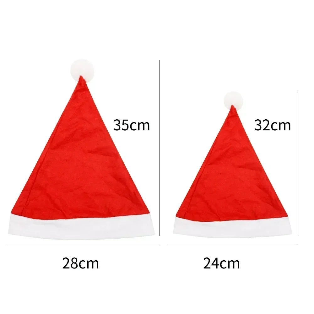 1/10PCS New Christmas Hats Adults Kids Non-woven Red Santa Claus Hat Xmas Caps for New Year Party Home Decoration Festival Gifts