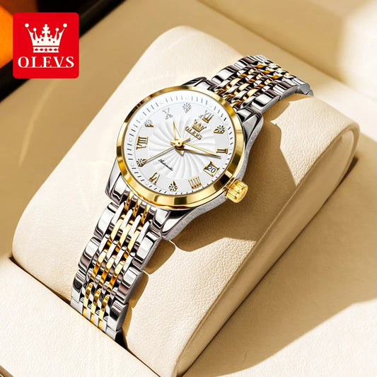 OLEVS Automatic Mechanical Watch for Women Luxury Top Brand Ladies Wristwatch Waterproof Luminous Stainless Steel Girls Watches