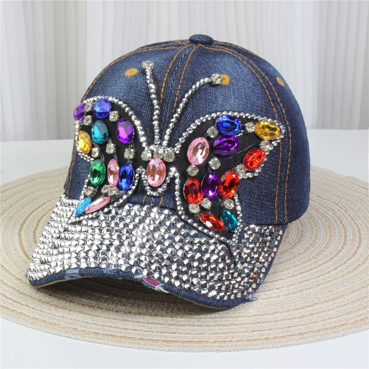 Women's Baseball Cap Diamond Painting Embroidery Flower Denim Snapback Hats Jeans Woman Female Cap Cowboy Summer Sun Hat