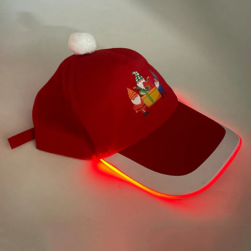 LED Christmas Baseball Hat Grand Event Christmas Reindeer Snowman Glow Props New Year’s Baseball Hats Xmas hat lighting