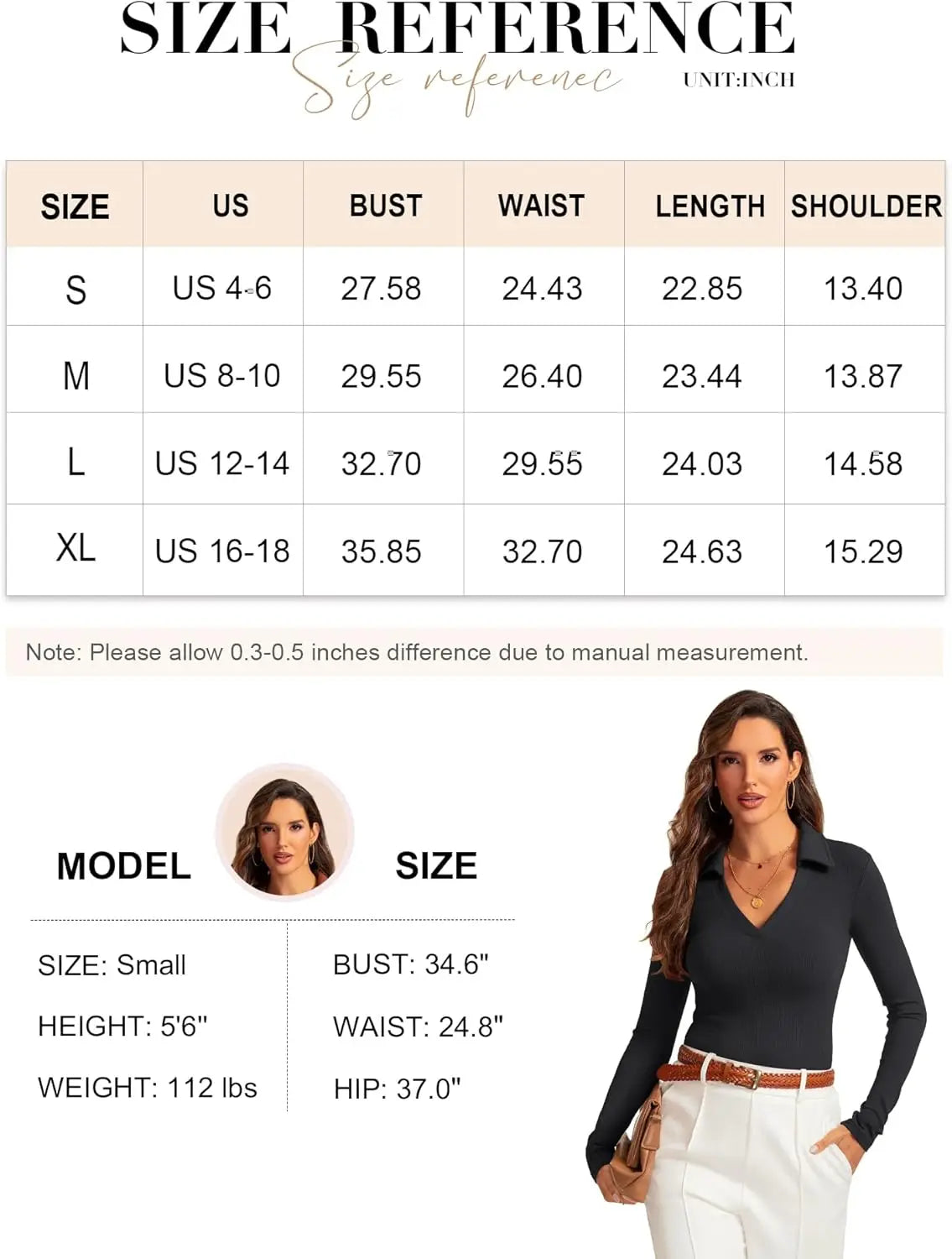 Womens Long Sleeve V Neck Polo Shirts Business Casual Collared Work Top Slim Fitted Basic 2024 Fall Shirt