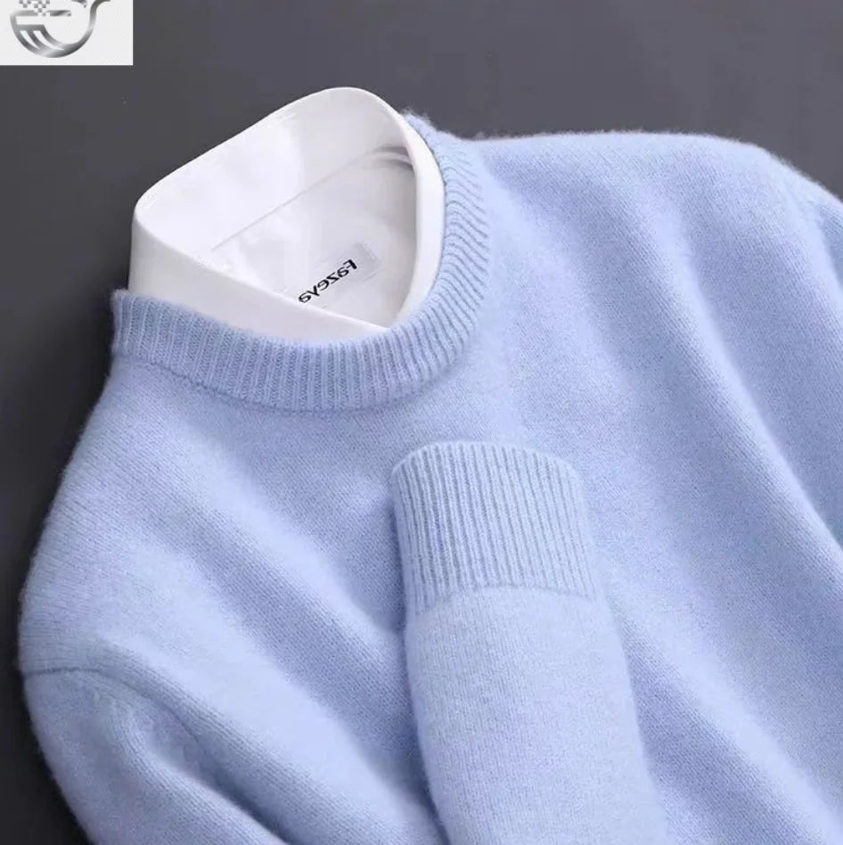 2024 Cashmere Sweater O-neck Pullovers Men's Loose Oversized M-3XL Knitted Bottom Shirt Autumn Winter New Korean Casual Men Top