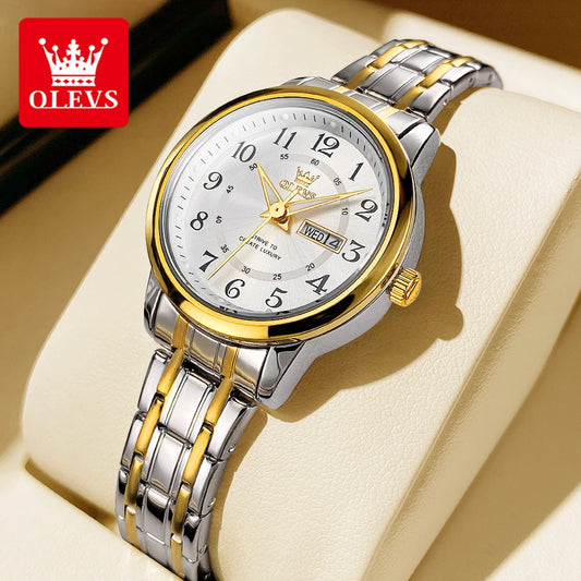 OLEVS New In Classic Digital Dial Quartz Women's Watch Waterproof Luminous Stainless Steel Strap Luxury Brand Ladies Dress Watch