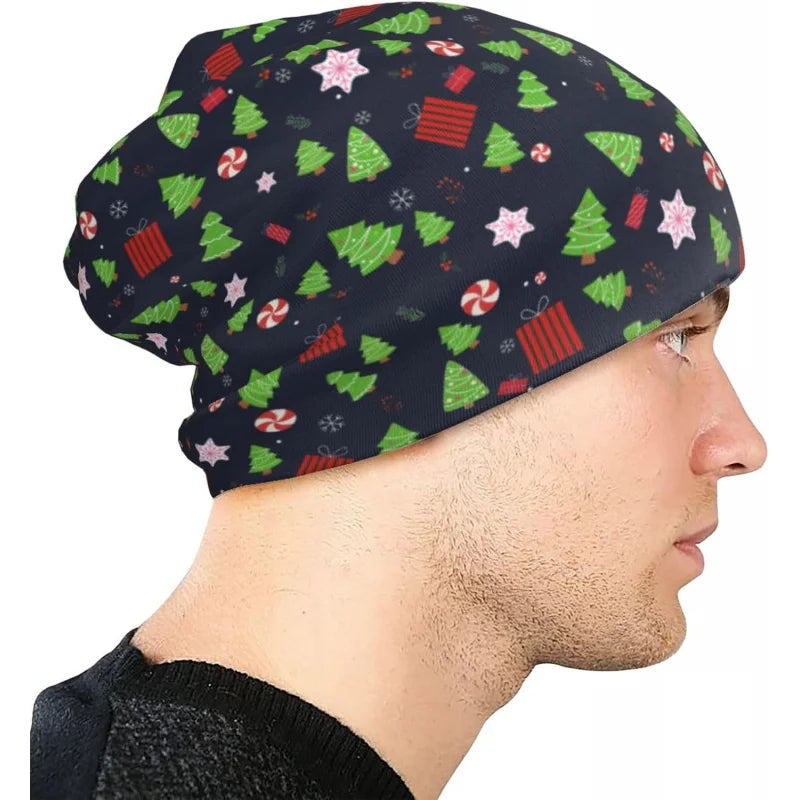 Christmas Cat Beanie Hat Chemo Headwear Slow Skull Sleep Cap for Women Men Winter Running