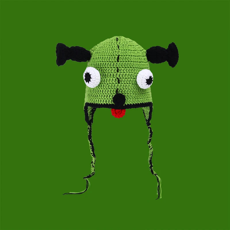 2022 New Balaclava Monster Wool Winter Knitted Devil Hats Halloween Christmas Gifts Winter Warm Green Party Funny Cap Shrek Hat