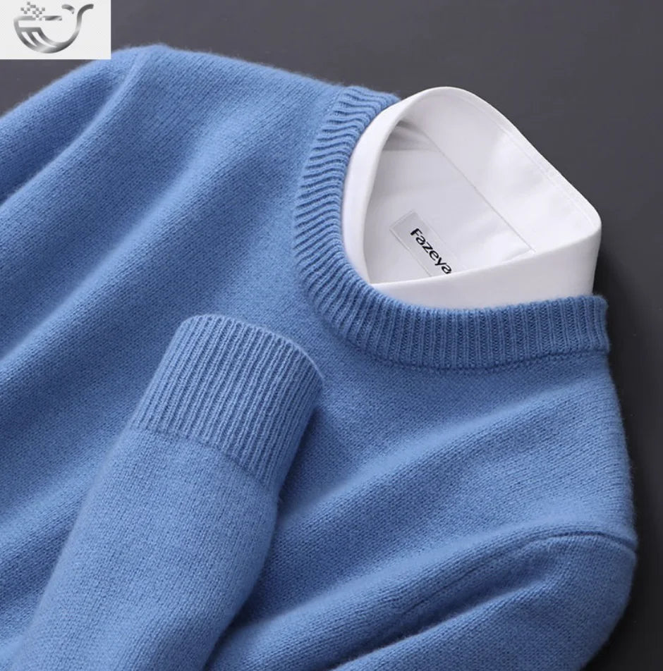 2024 Cashmere Sweater O-neck Pullovers Men's Loose Oversized M-3XL Knitted Bottom Shirt Autumn Winter New Korean Casual Men Top