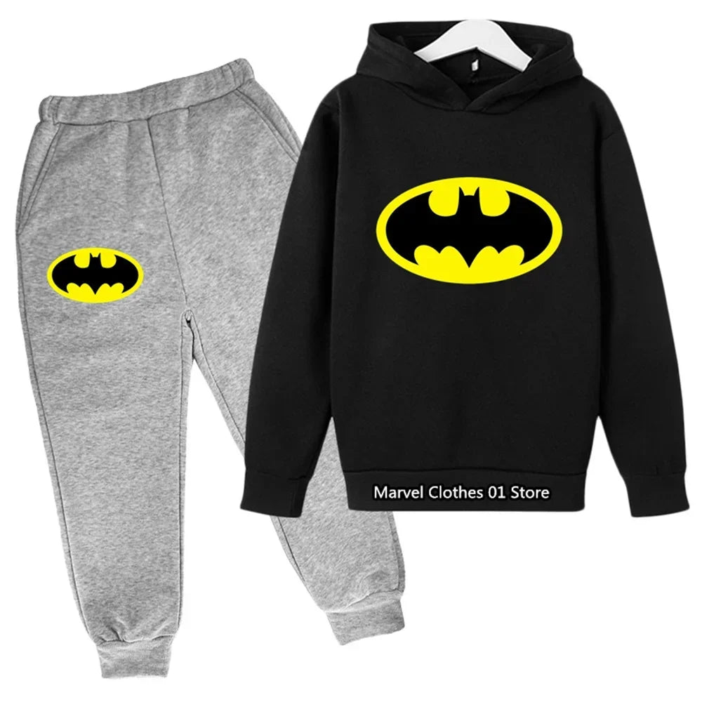 Batman- Hoodies Sets Kids Clothes Girls Clothing Tops Pants Suits 4-14 Years Old ports Suits Hoodies Sweater