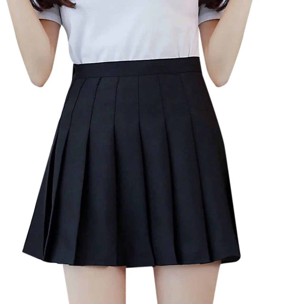 Women Summer High Waist Pleated Skirt y2k Casual Kawaii A-line Plaid black tennis Korean School Uniform Mini Skirts for Girls