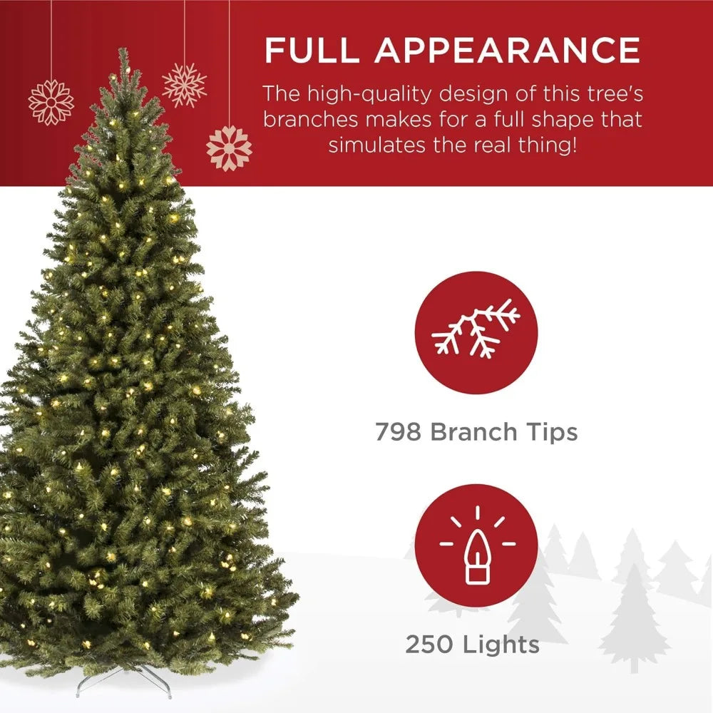 6ft Pre-Lit Spruce Artificial Holiday Christmas Tree for Home, Office, Party Decoration w/ 250 Incandescent Lights