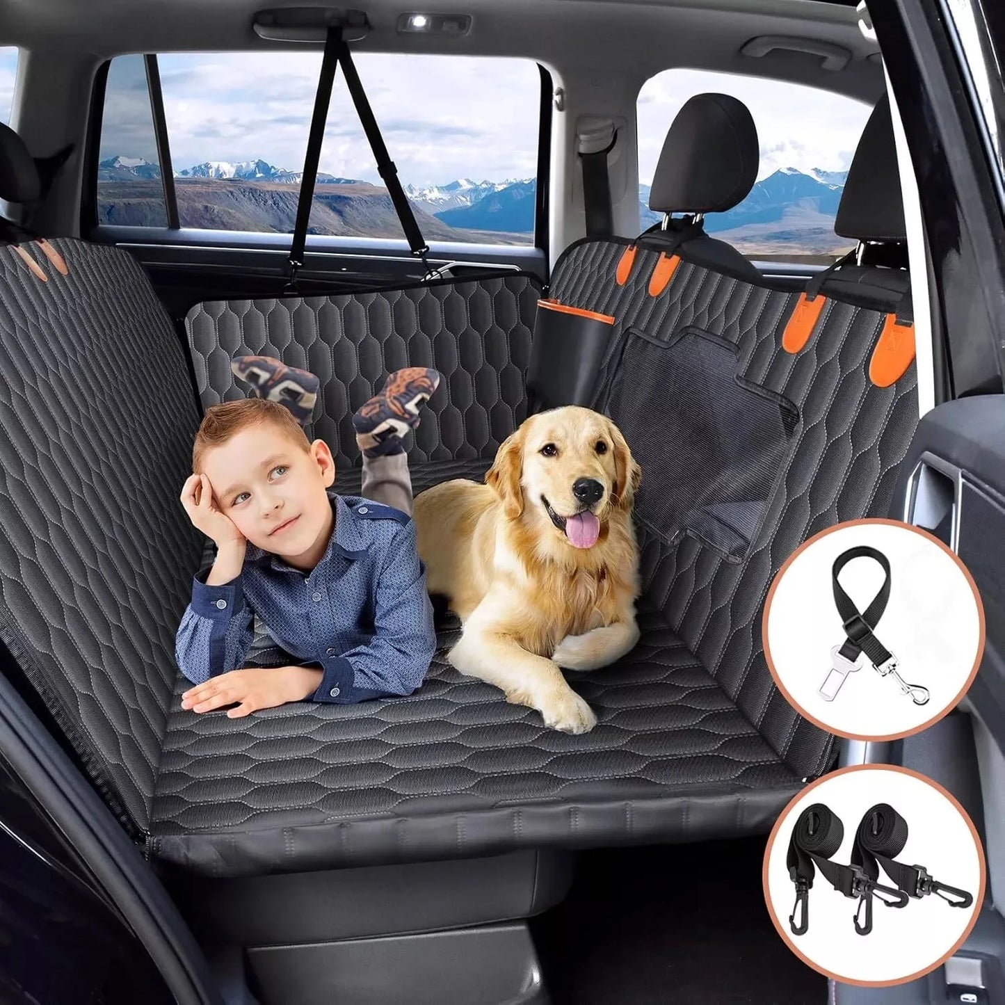 Waterproof Car Back Seat Protector Pet Dog Seat Cover for Truck Suv Hammock Mat