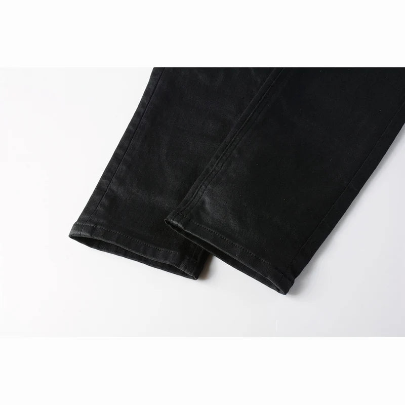 Men's Black Skinny Original Quality Button Fly Blank Jeans