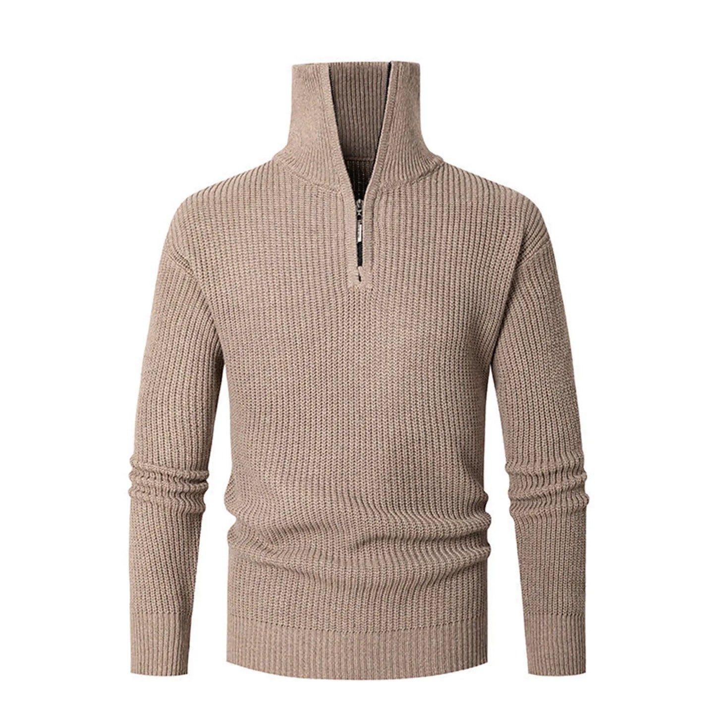 Men'S Long-Sleeved Knitted Lapel Solid Color Pullover Spring And Autumn Long-Sleeved Pullover Sweatshirt Ropa Hombre