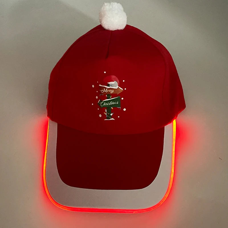 LED Christmas Baseball Hat Grand Event Christmas Reindeer Snowman Glow Props New Year’s Baseball Hats Xmas hat lighting