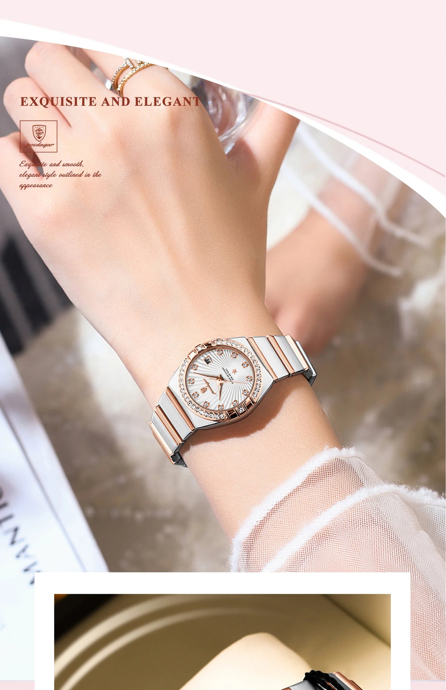 POEDAGAR Luxury Woman Wristwatch Waterproof Luminous Date Stainless Steel Watch For Ladies High Quality Quartz Women Watches+box