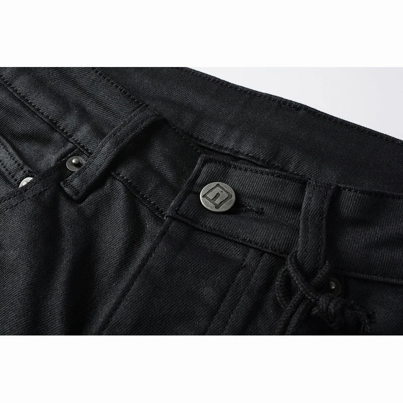 Men's Black Skinny Original Quality Button Fly Blank Jeans