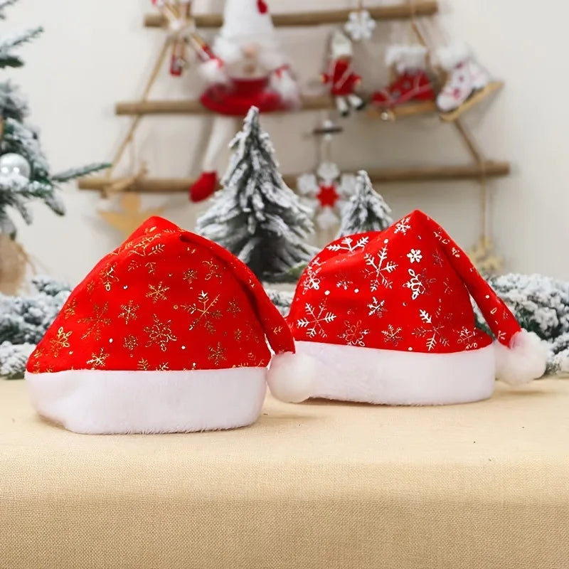 Brand new styleChristmas Santa Hat Xma Long Plush Holiday Red Hat For Adults And Kids Unisex 2024  Year Festive Party Supplies