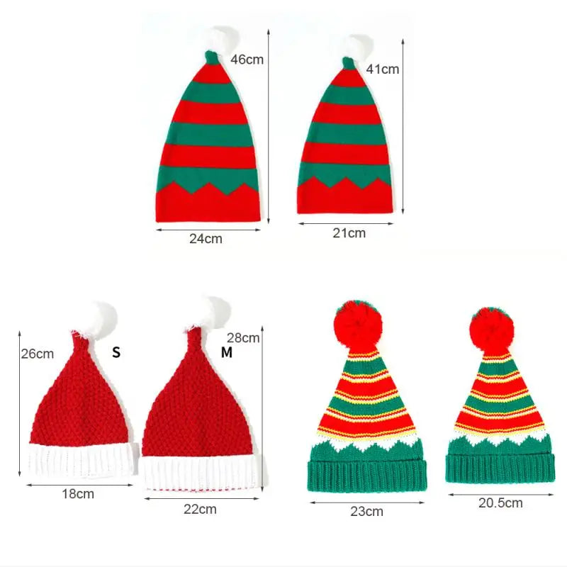 Parent-Child Christmas Hat Big Pompom Mother Kids Knit Beanie Cap Winter Warm Infant Bonnet Girls Boy Xmas Baby Accessories 1PC