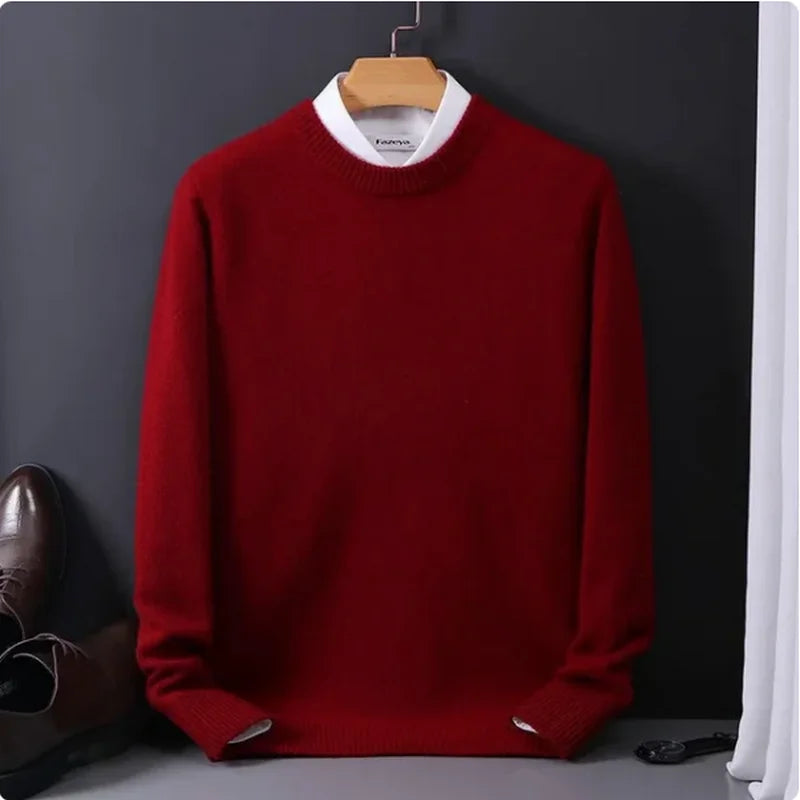 2024 Cashmere Sweater O-neck Pullovers Men's Loose Oversized M-3XL Knitted Bottom Shirt Autumn Winter New Korean Casual Men Top