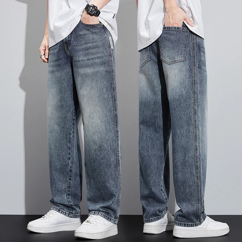 Wide Leg Trendy Denim Jeans Street Wear Summer Autumn High Quality Casual Long All Matching Pants Male Thin Men's Loose