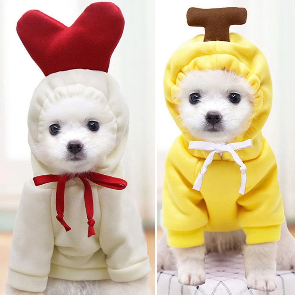 Fall Dog Hoodies Clothes Cute Plush Coat Hoodies Pet Costume Jacket For Puppy Cat French Bulldog Chihuahua Small Dog Clothing