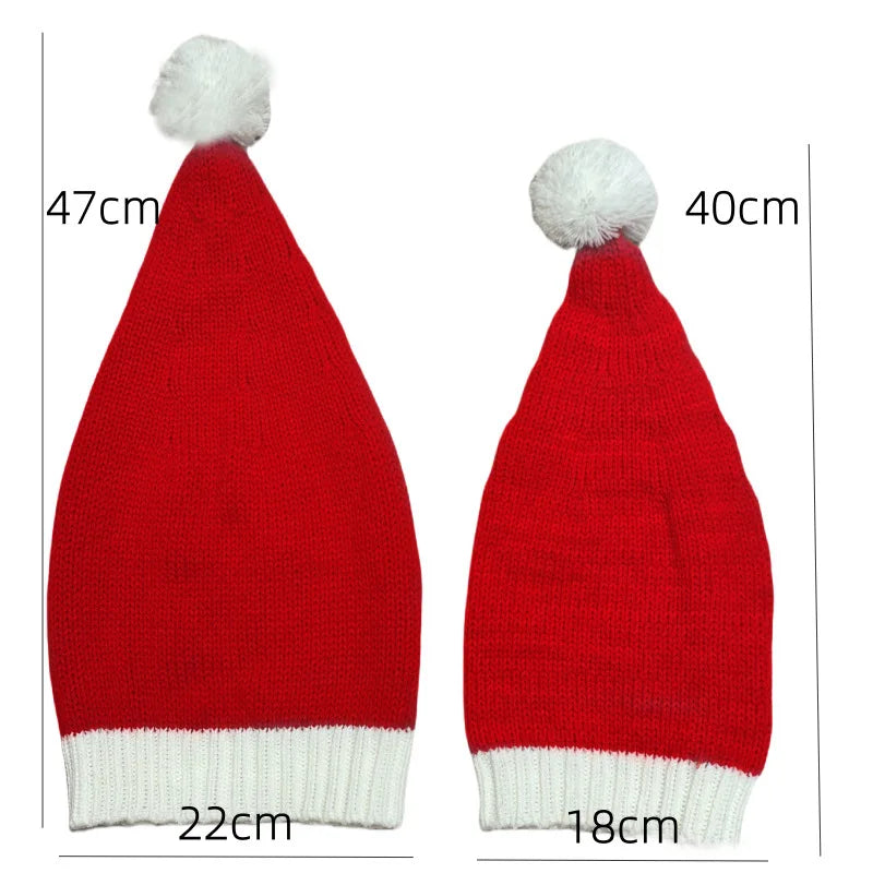 New Christmas hat parent-child knitted hat for adults and children holiday party dress-up hat red woolen hat