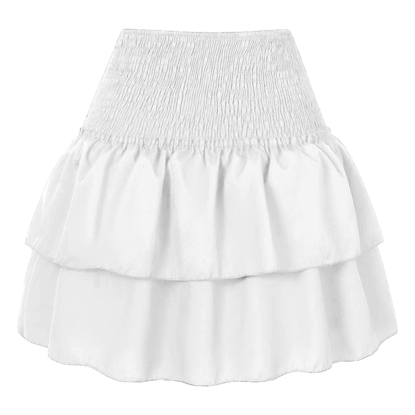 Womens Sexy White High Waist Pleated Skirt Ruffles Skirt Fashion Solid Color Womens Leisure Casual Vacation Bohemian Mini Skirt