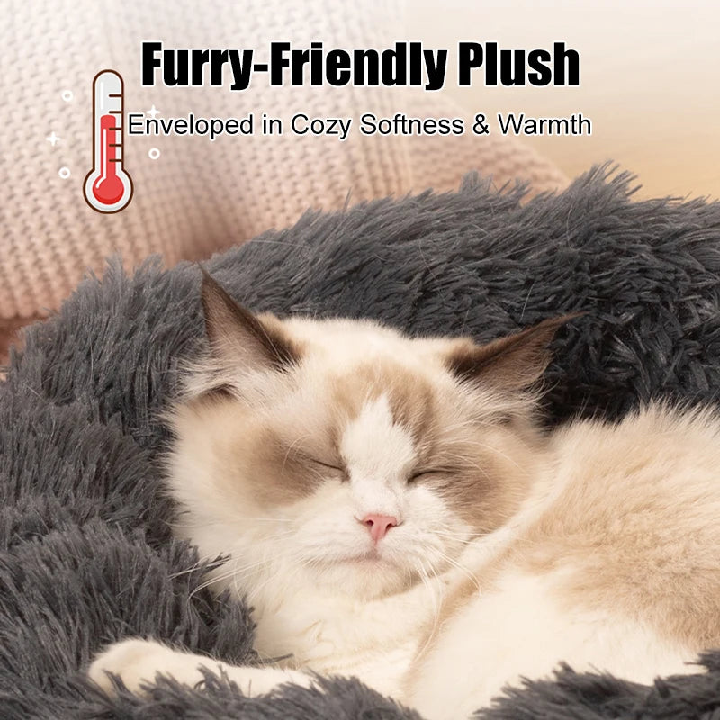 40-100cm Fluffy Pets Dogs Beds Large Round Dog Bed Super Warm Soft Cat House Plush Cat Nest Winter