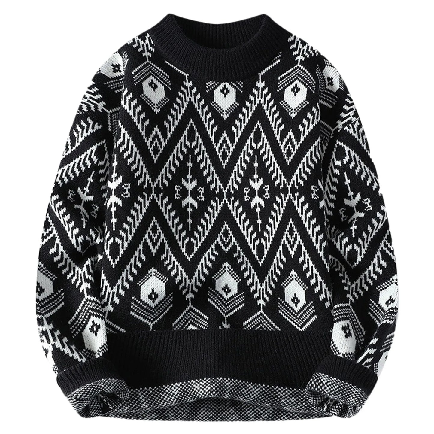 Autumn And Winter Men&Women Casual Christmas Sweater Basic Geometric Prints Pullover Kniited Sweater Soft Comfortable Sweaters