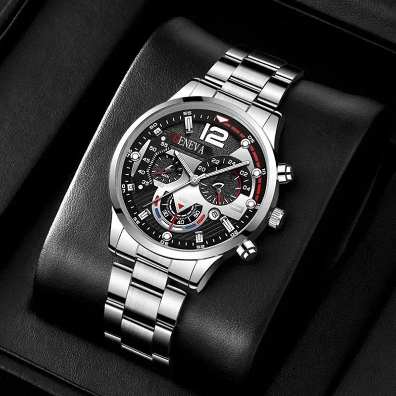 Fashion Mens Watches Luxury Stainless Steel Quartz Wristwatch Calendar Luminous Clock Men Business Casual Watch Reloj Hombre