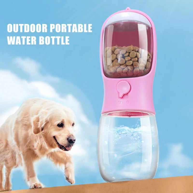 2 in 1 Portable Pet Dog Water and Food Bottle for Walking Feeder for Dogs Drinking Bottle Food Grade Material